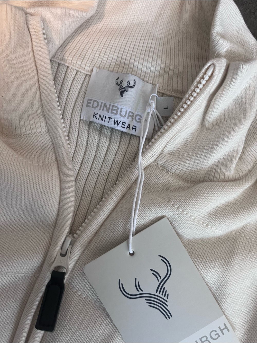 Edinburgh Knitwear Women's Cream Zip-Up Quilted Puffer Jacket Size Large NWT - Picture 4 of 8